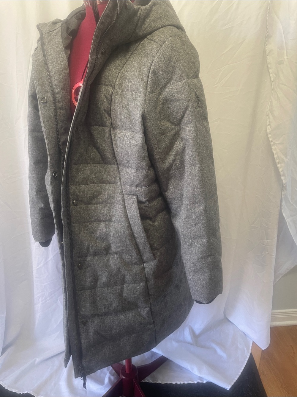 Women's Quilted Hooded Puffer Coat - Gray